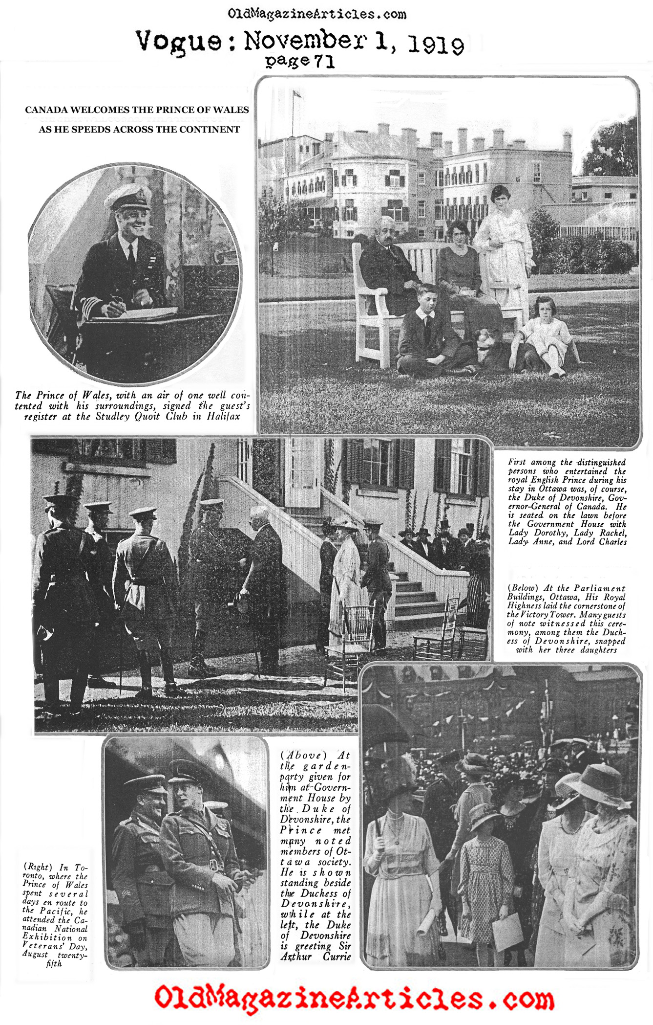 Edward VIII in Ottawa (Vogue Magazine, 1919)